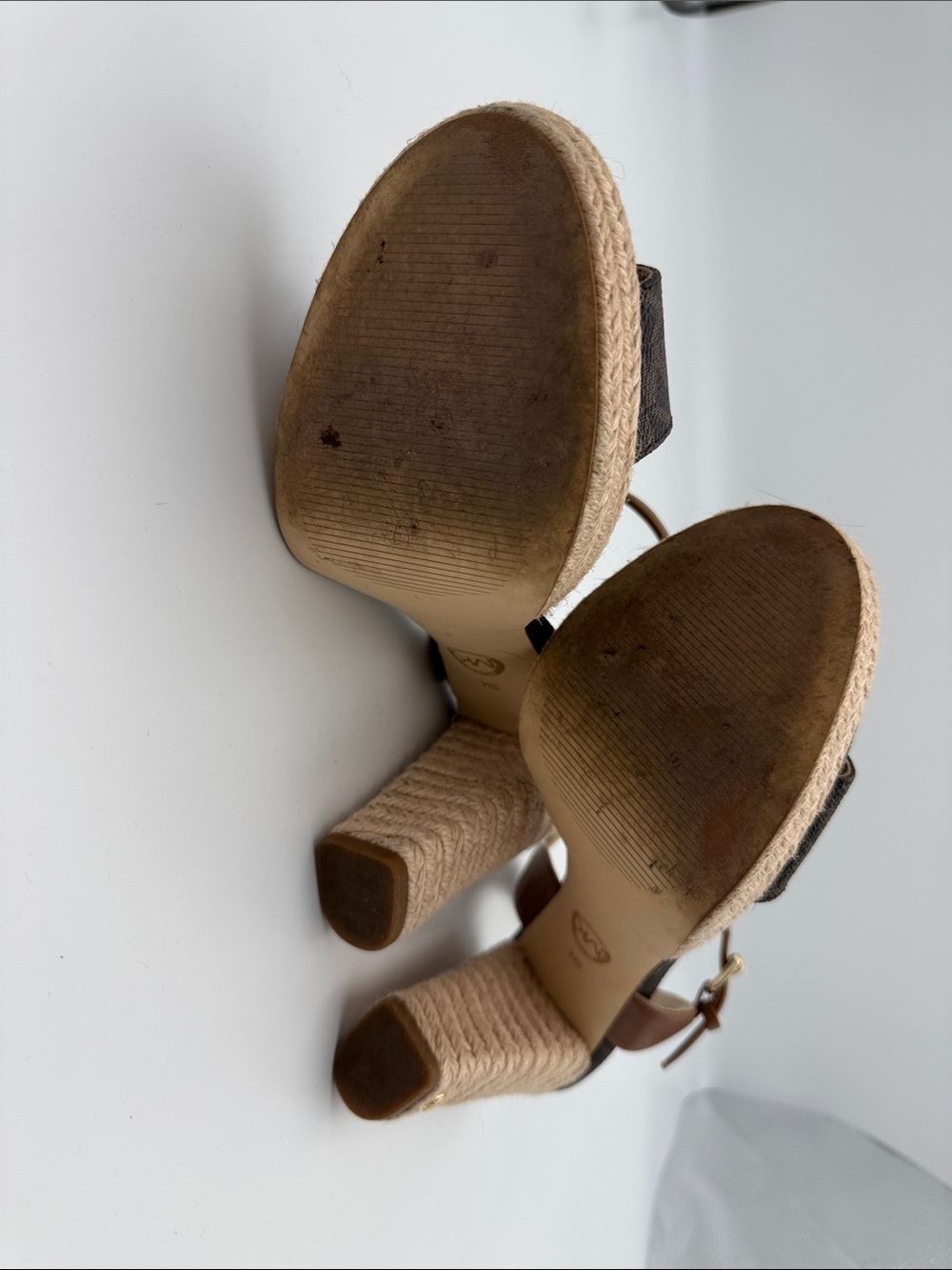 Michael Kors Brown Logo Block Heel Espadrille Sandals - Picture 2 of 7